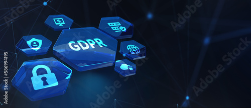 GDPR Data Protection Regulation European Law Cyber security compliance. 3d illustration
