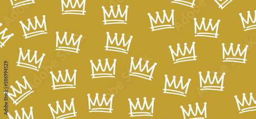 Cartoon golden sketch crown. Graffiti crown icon, Queen or king crowns. Royal imperial coronation symbols, monarch majestic jewel tiara icons. Prins en prinses, diadems or diamond gold crowns