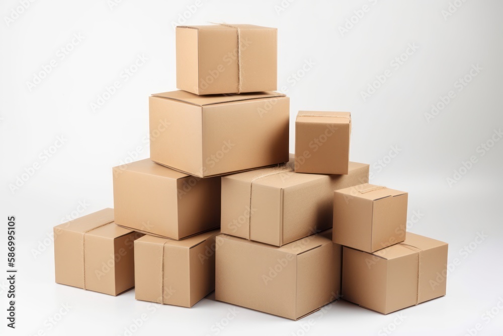 Fototapeta premium cardboard boxes on white background