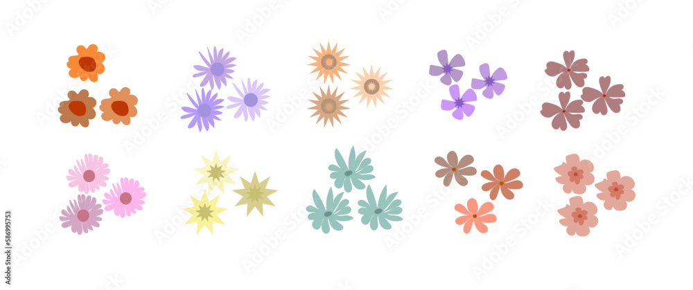 Drawn Various Shapes Flowers Colorful with Simple Abstract hand drawn Drawn Various Shapes Flowers Colorful with Simple Abstract hand drawn