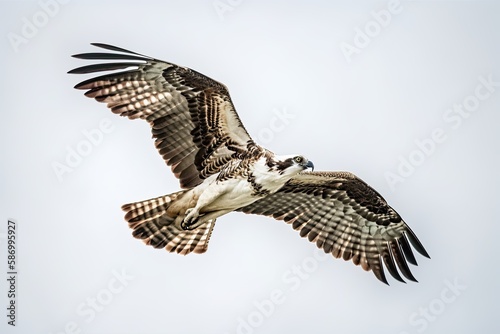 Spectacular Majestic Osprey Soaring Serenely Through the Sky: A Symbol of Freedom, Beauty and Nature's Wildlife: Generative AI