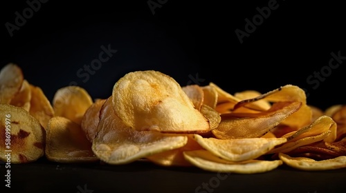 Unhealthy Deliciousness  Isolated Potato Chips Perfect for Watching Motion Pictures and Football Matches  Generative AI