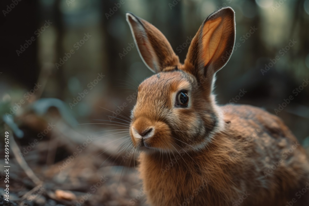 brown bunny with careful attention. and the second is a blurry lens. Generative AI brown bunny with careful attention. and the second is a blurry lens. Generative AI