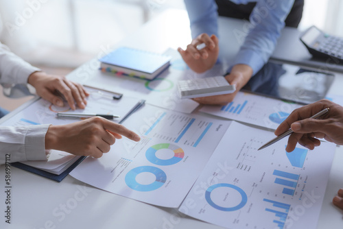 Fototapeta Naklejka Na Ścianę i Meble -  Business people together meeting and making presentation business analysis discussion business growth graph and chart business idea finance and marketing.