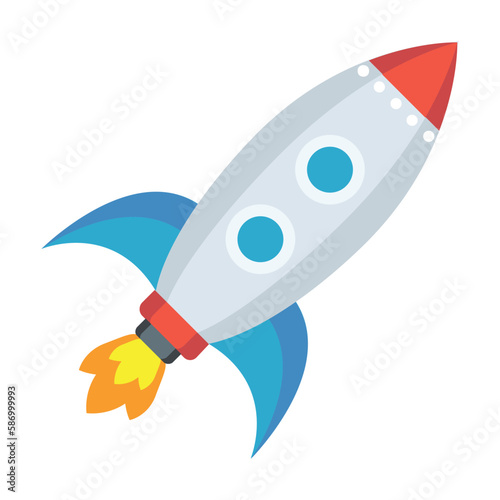 Rocket being propelled into space vector flat illustration icon. Rising quickly in price emoji design.