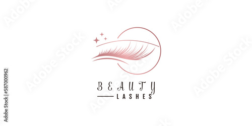 Beauty lash logo with creative design premium vector