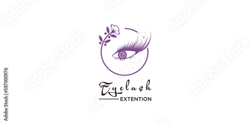 Beauty lash logo with creative design premium vector