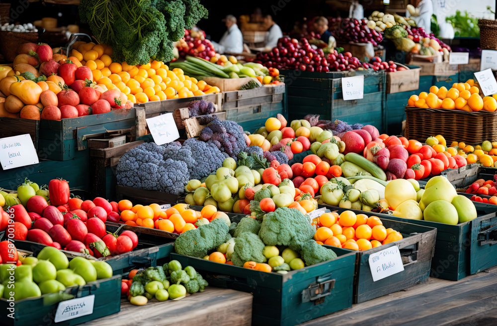 a large display of fruits and vegetables