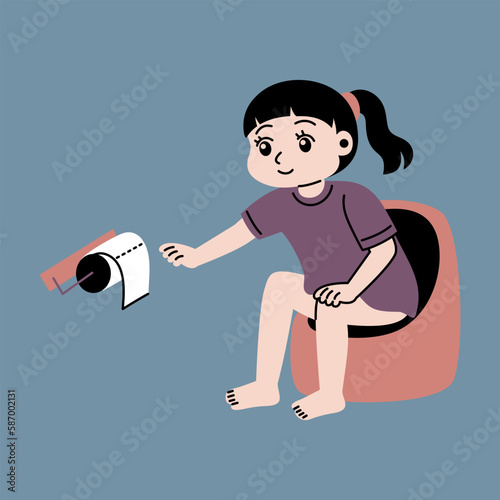 toilet training cartoon character vector flat concept