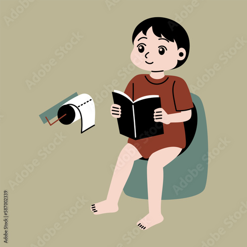 toilet training cartoon character vector flat concept