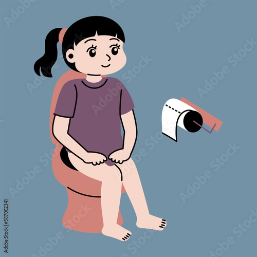 toilet training cartoon character vector flat concept