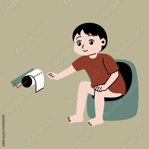 toilet training cartoon character vector flat concept