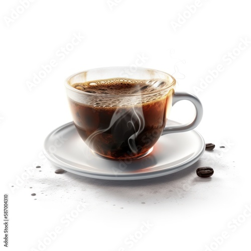 cup of freshly hot french coffee white background