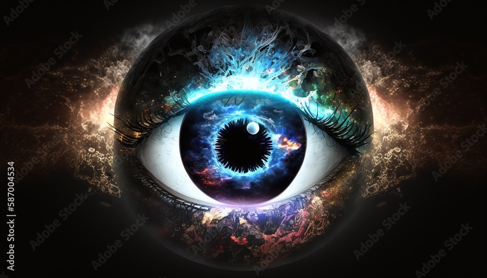 Vibrant Life with a Multi-Colored Earth Eye Iris View Generated by AI