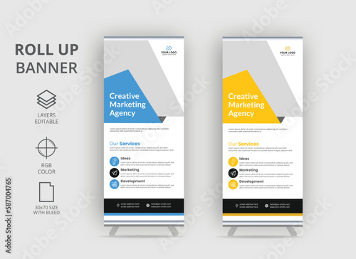 business roll-up banner template presentation, modern business roll-up banner design template