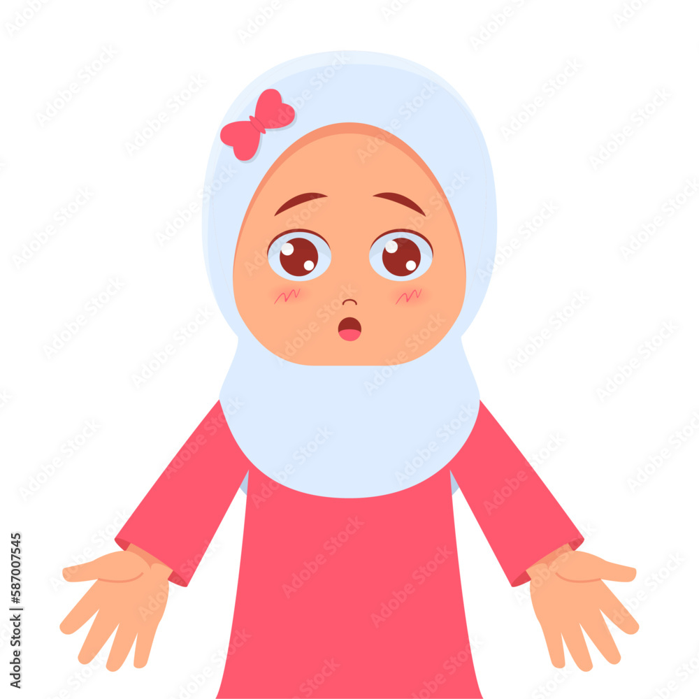Cute girl confused with both hands forward Cute girl confused with both hands forward