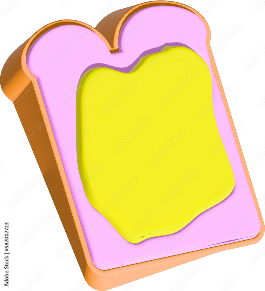 3d pink bread with butter 3d pink bread with butter