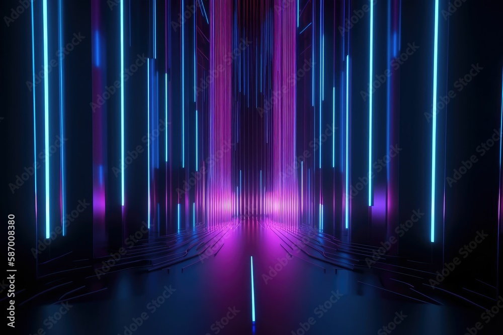 Abstract colorful background straight lights. Generative AI.