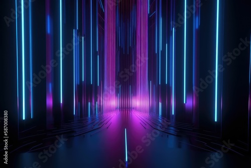 Abstract colorful background straight lights. Generative AI.