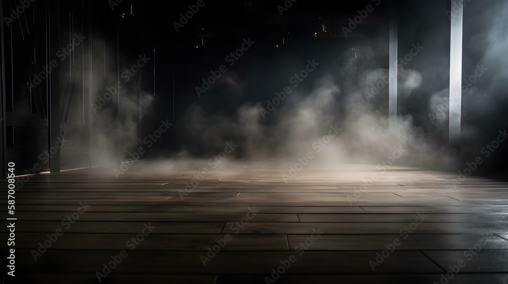 Mysterious Fog on Dark Empty Background Mysterious Fog on Dark Empty Background