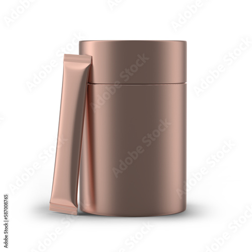 rose gold tube and sachet front view isolated mockup transparent