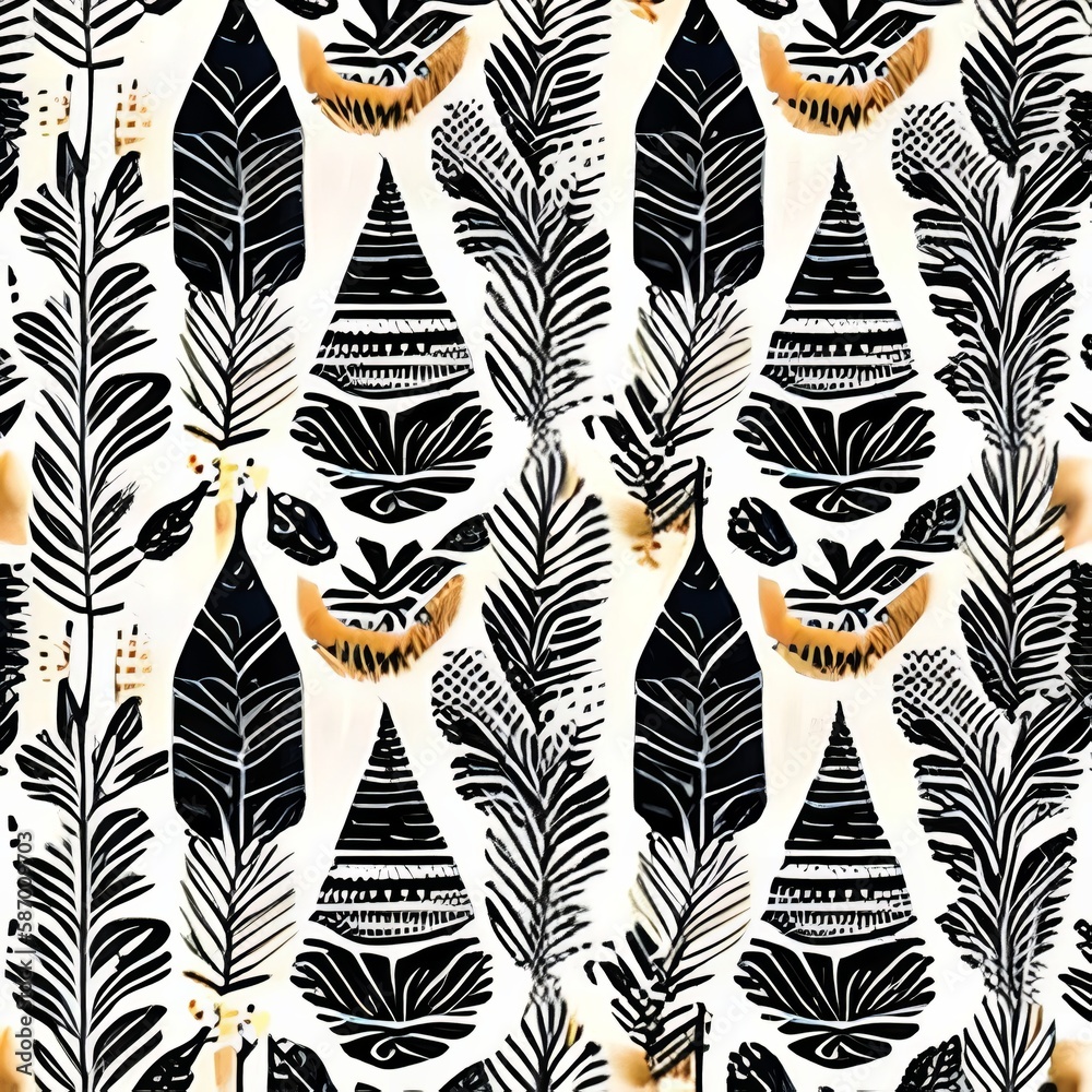 seamless pattern with black and white cats