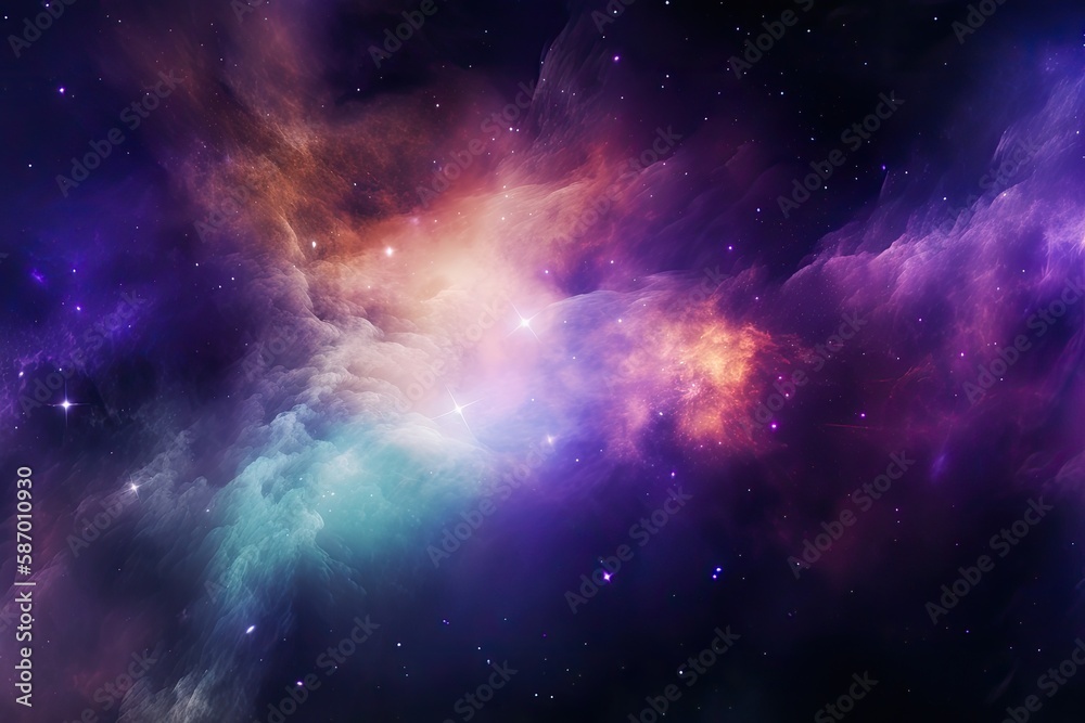 abstract background image that captures the essence of the cosmos, with stars, galaxies, and nebulae Generative AI