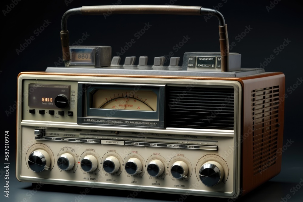 vintage radio isolated on white Generative Ai