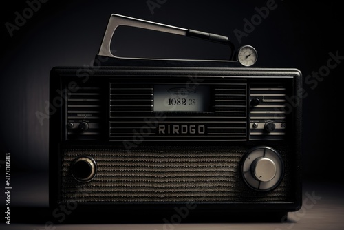 vintage radio isolated on white Generative Ai
