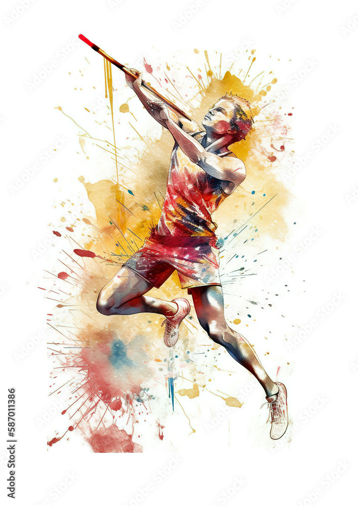 Javelin Throw Watercolor Abstract Illustration. One Of The Branches Of ...