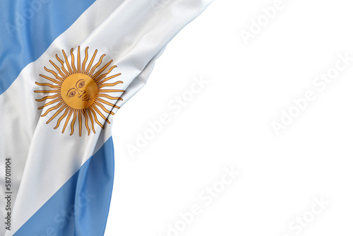 Flag of Argentina in the corner on white background. Isolated. 3D Rendering