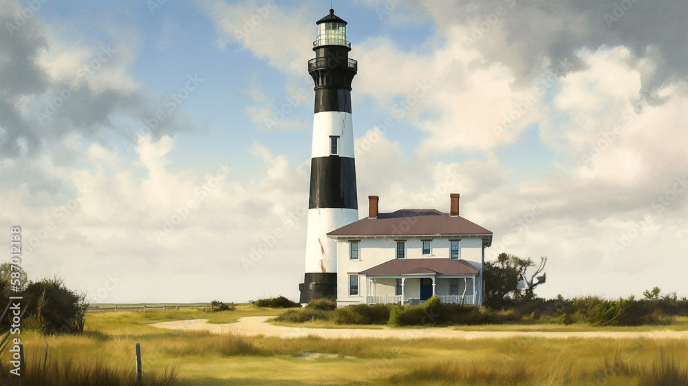 lighthouse on the beach illustration