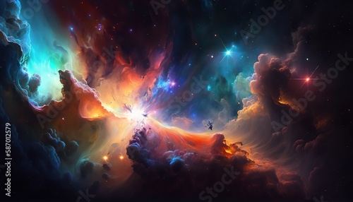 beautiful colorful nebula in galaxy Generative AI