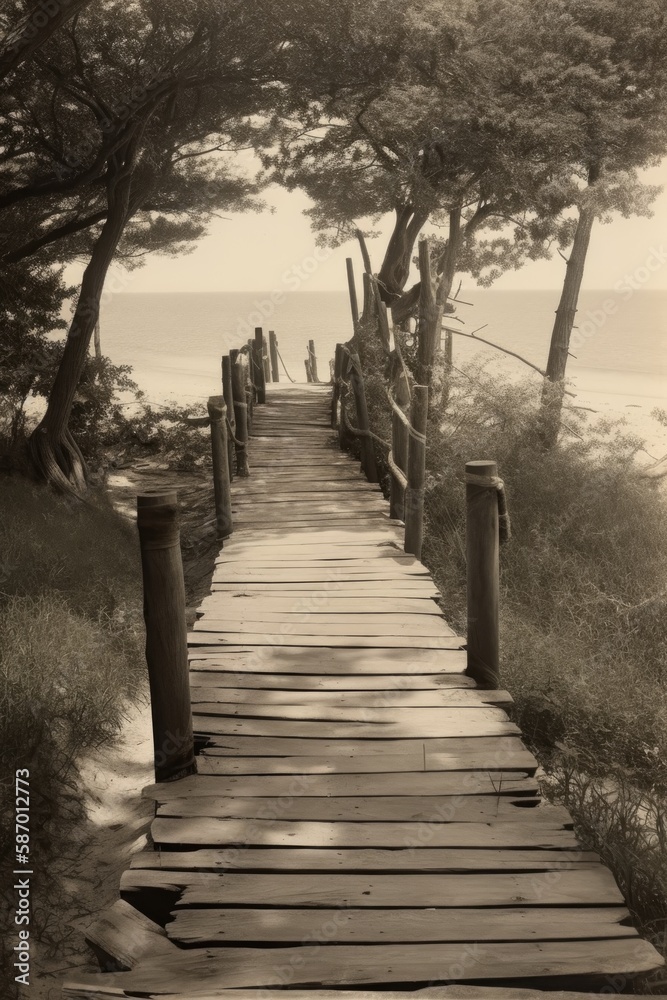 wooden pier in the sea Generative Ai wooden pier in the sea Generative Ai