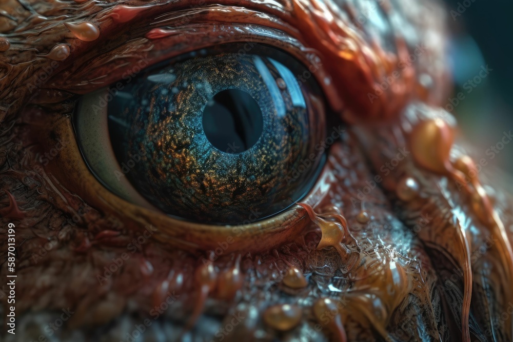 Close-up of an eye of an owl. Generative AI.