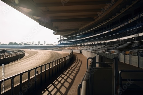 Empty racing track. Generative AI.