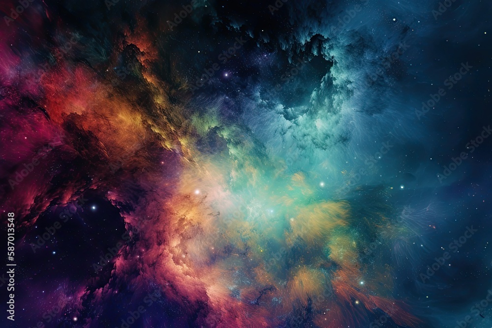 Obraz premium abstract background image that captures the essence of the cosmos, with stars, galaxies, and nebulae Generative AI
