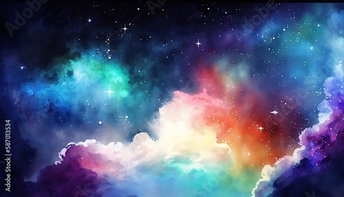 colorful Watercolor dazzling starry sky wallpaper universe Generative AI