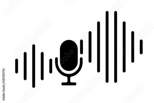Microphone and soundwave icons. Music acoustics and volume. Vectors.