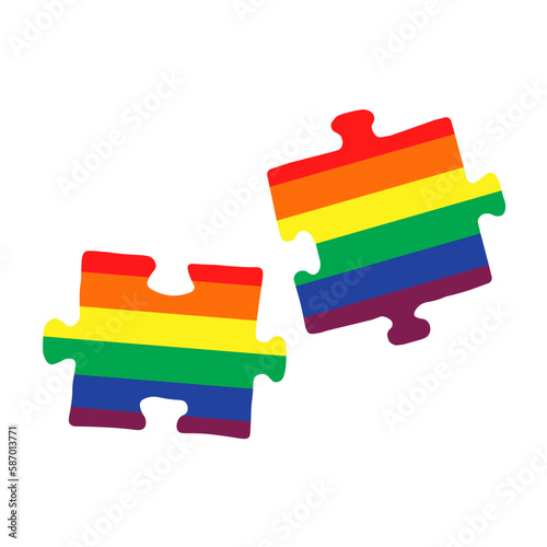 Two pieces of puzzle LGBT flag. Illustration Stop homophobia for the International Day against Homophobia.