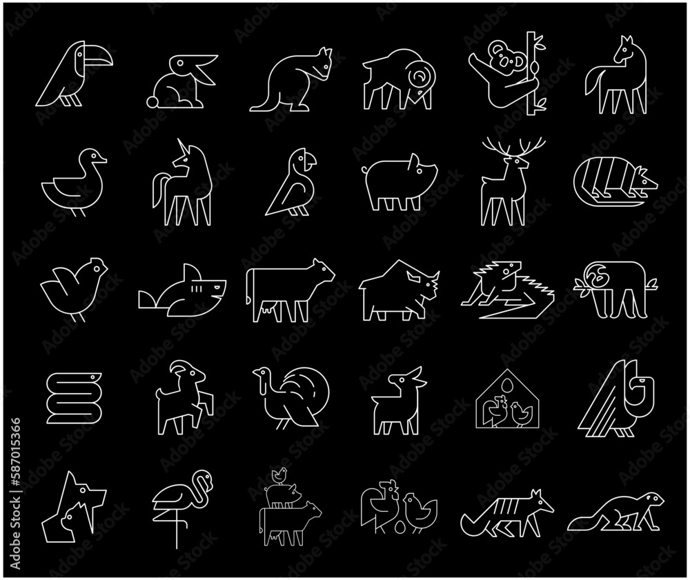 Animals logos collection. Animal logo set. Geometrical abstract logos. Icon design Animals logos collection. Animal logo set. Geometrical abstract logos. Icon design