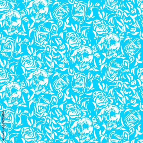 Vector seamless half-drop pattern, with skull © eLifeS