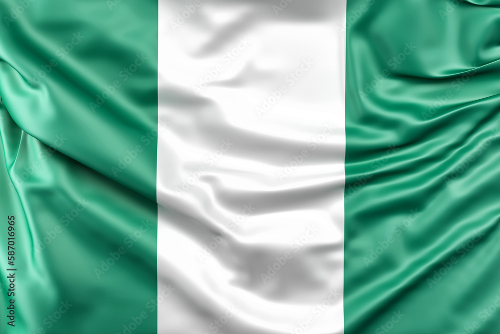 Ruffled Flag of Nigeria. 3D Rendering