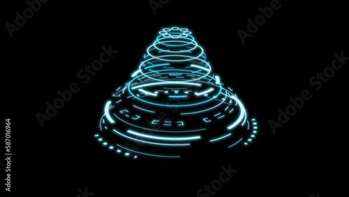 HUD Sci-fi Futuristic Display. Blue Hologram Button. Future Network Technology Concept. 4K