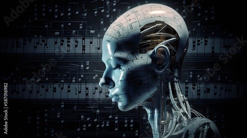 Artificial intelligence music composer digital render