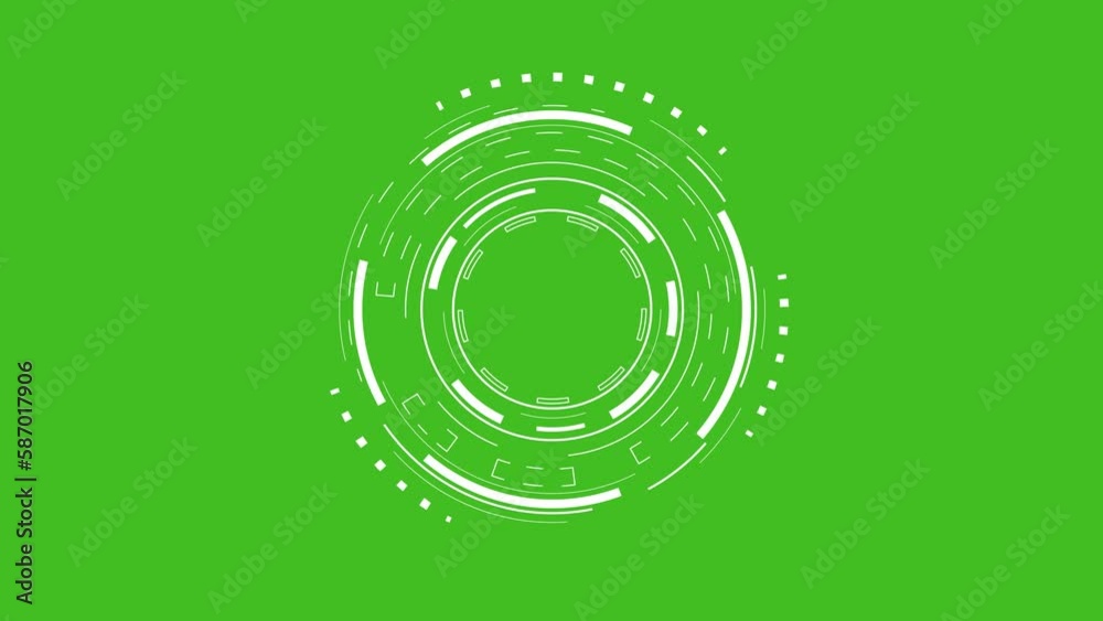 HUD Sci-fi Futuristic White Display isolated on chroma key green screen background. Virtual Reality Technology Concept. 4K