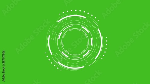 HUD Sci-fi Futuristic White Display isolated on chroma key green screen background. Virtual Reality Technology Concept. 4K
