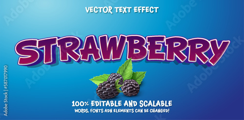 Strawberry fruit text effect, Editable text effect