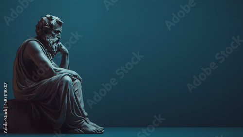 Stoic Greek Philosopher Thinking Man, Minimalist Digital Render photo