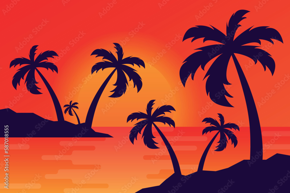 Obraz premium Gradient beach sunset scenery. EPS10